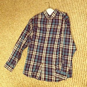 Izod Long Sleeve Twill Easy-care Plaid Button-down